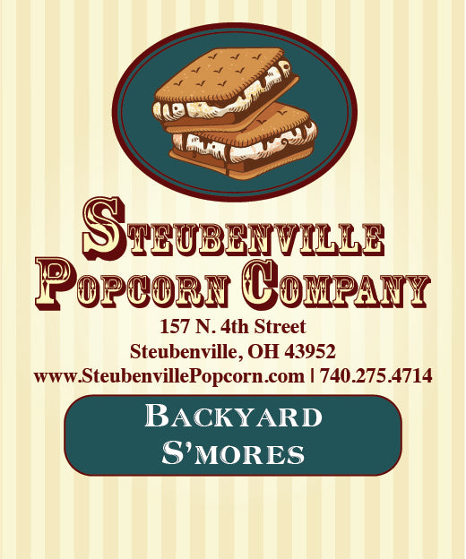 Backyard S'mores - Chocolate Popcorn, Chocolate Drizzle, Mini Marshmallows, & Graham Crackers